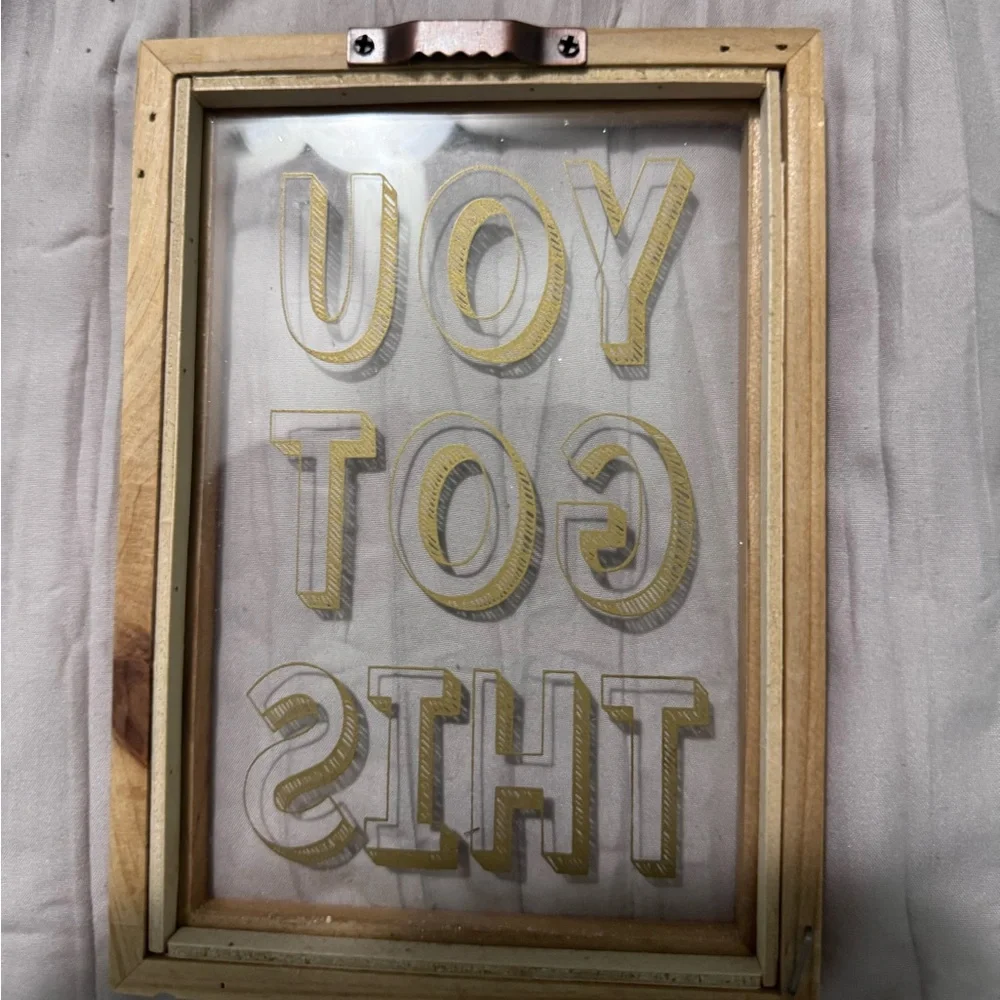 Target Wooden Framed Art with Gold Text